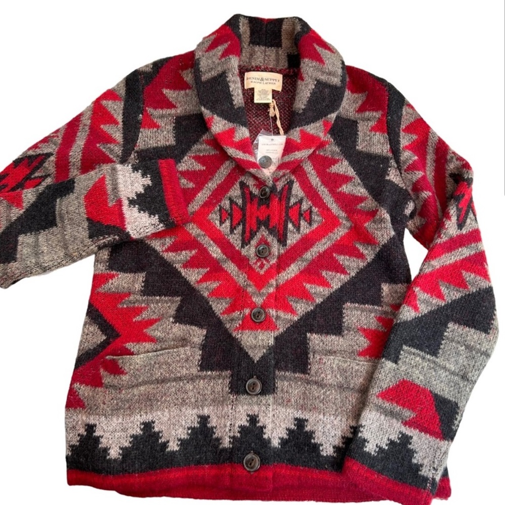 Denim & Supply Ralph Lauren Aztec Tribal Southwestern Lambswool Cardigan Medium
